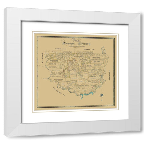 Orange County Texas - Biau 1886 White Modern Wood Framed Art Print with Double Matting by Biau