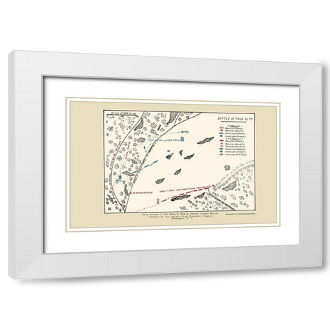 Palo Alto Battle Map 1892 White Modern Wood Framed Art Print with Double Matting by Church News Publishing
