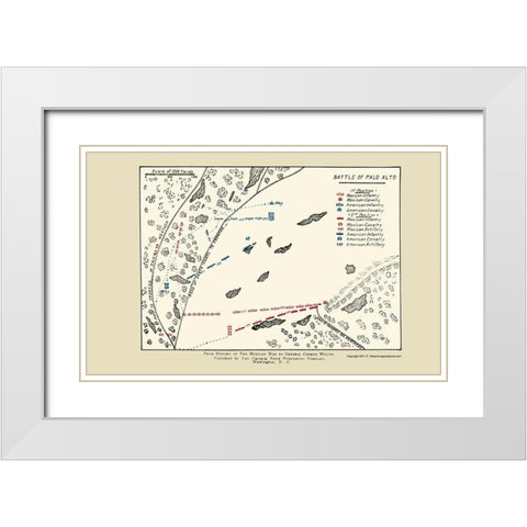 Palo Alto Battle Map 1892 White Modern Wood Framed Art Print with Double Matting by Church News Publishing