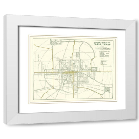 Ft. Worth Texas Plan - Dunn 1914 White Modern Wood Framed Art Print with Double Matting by Dunn