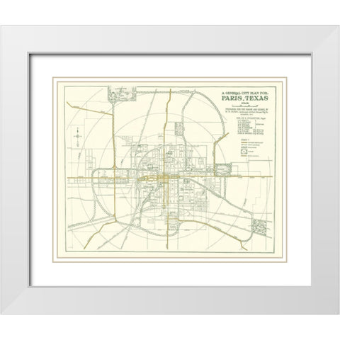 Ft. Worth Texas Plan - Dunn 1914 White Modern Wood Framed Art Print with Double Matting by Dunn