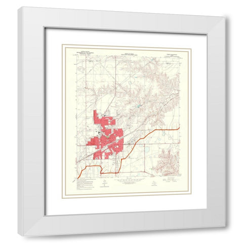 Pampa Texas Quad - USGS 1968 White Modern Wood Framed Art Print with Double Matting by USGS