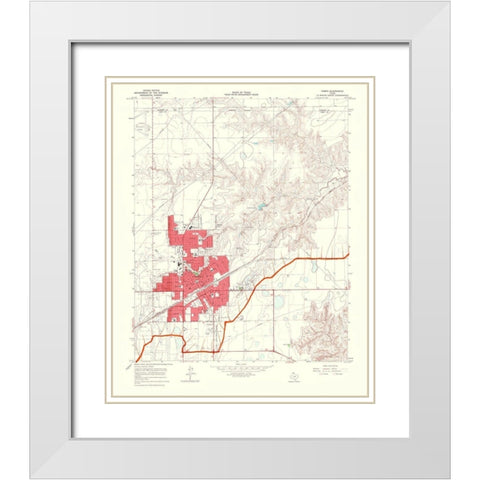 Pampa Texas Quad - USGS 1968 White Modern Wood Framed Art Print with Double Matting by USGS