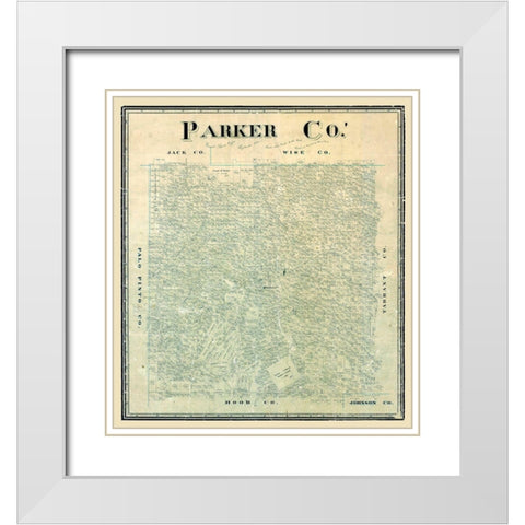 Parker County Texas -1889 White Modern Wood Framed Art Print with Double Matting by Unknown
