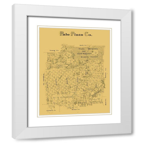Palo Pinto County Texas - White Modern Wood Framed Art Print with Double Matting by Unknown