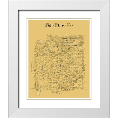 Palo Pinto County Texas - White Modern Wood Framed Art Print with Double Matting by Unknown