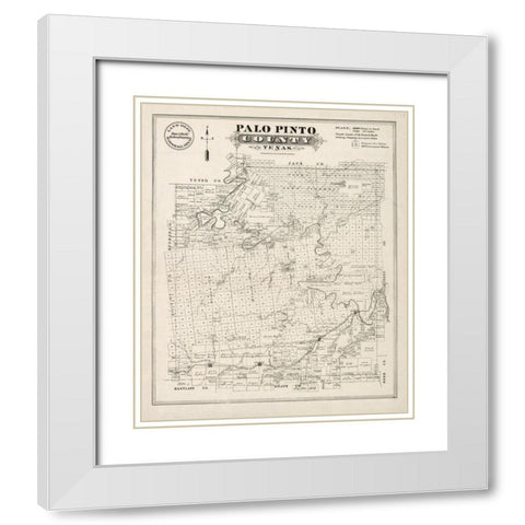 Palo Pinto County Texas - Gast 1880 White Modern Wood Framed Art Print with Double Matting by Gast