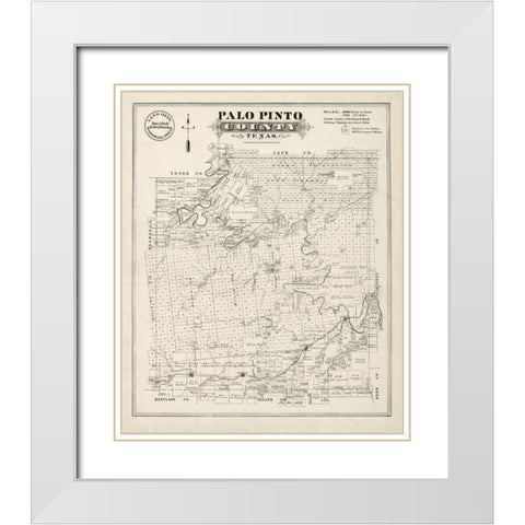 Palo Pinto County Texas - Gast 1880 White Modern Wood Framed Art Print with Double Matting by Gast