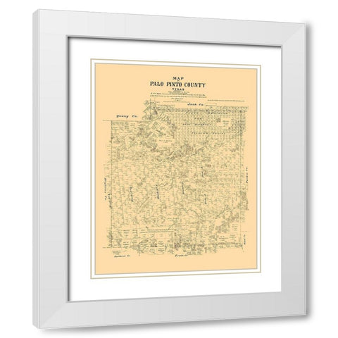 Palo Pinto County Texas - Walsh 1879 White Modern Wood Framed Art Print with Double Matting by Walsh