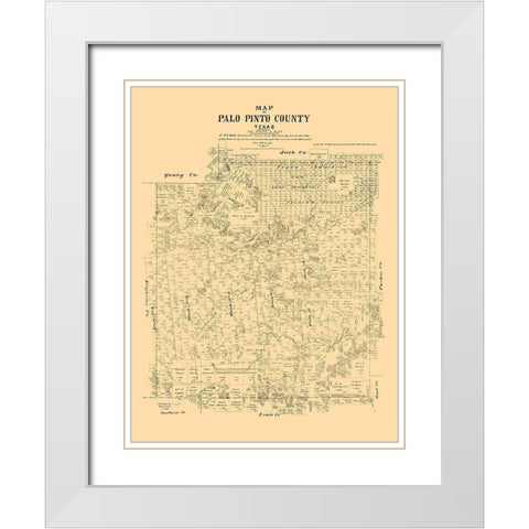 Palo Pinto County Texas - Walsh 1879 White Modern Wood Framed Art Print with Double Matting by Walsh