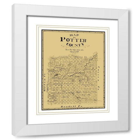 Potter County Texas - Cram 1895 White Modern Wood Framed Art Print with Double Matting by Cram
