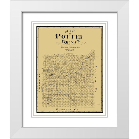 Potter County Texas - Cram 1895 White Modern Wood Framed Art Print with Double Matting by Cram