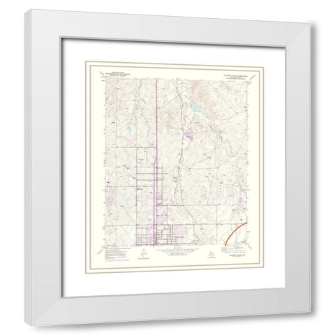 Pleasant Valley Texas Quad - USGS 1975 White Modern Wood Framed Art Print with Double Matting by USGS