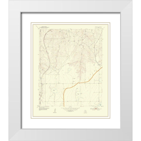 Pomeroy Texas Quad - USGS 1954 White Modern Wood Framed Art Print with Double Matting by USGS