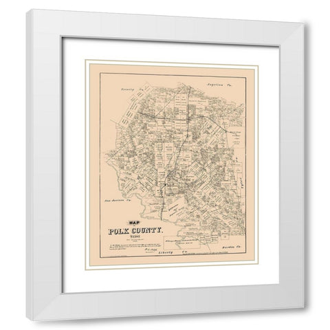 Polk County Texas - Walsh 1879 White Modern Wood Framed Art Print with Double Matting by Walsh