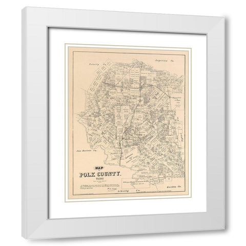 Polk County Texas - Walsh 1879 White Modern Wood Framed Art Print with Double Matting by Walsh