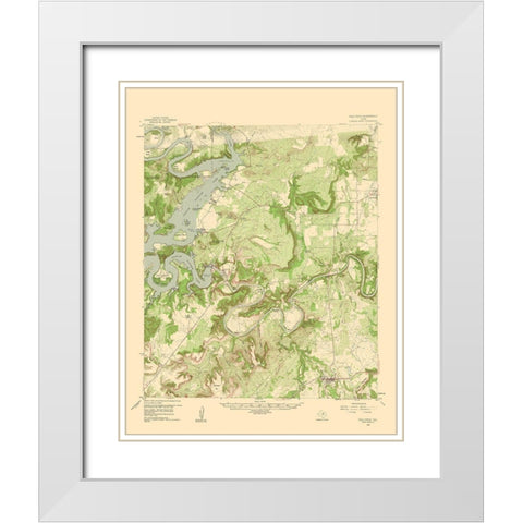 Palo Pinto Texas Quad - USGS 1960 White Modern Wood Framed Art Print with Double Matting by USGS