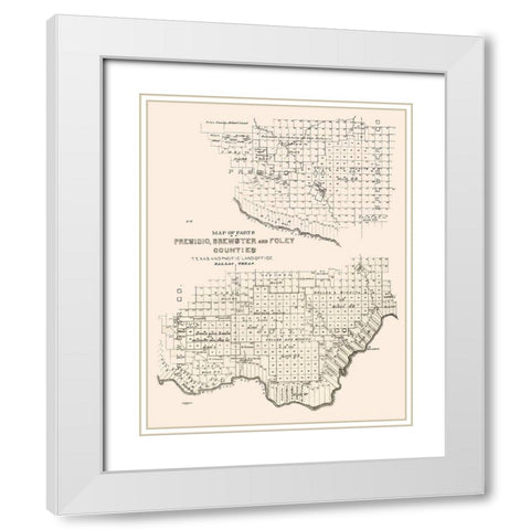 Presidio, Brewster, Foley County Texas -1891 White Modern Wood Framed Art Print with Double Matting by Unknown