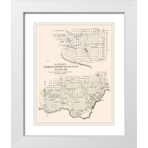 Presidio, Brewster, Foley County Texas -1891 White Modern Wood Framed Art Print with Double Matting by Unknown