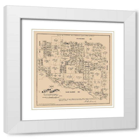 Rains County Texas - Walsh 1880 White Modern Wood Framed Art Print with Double Matting by Walsh