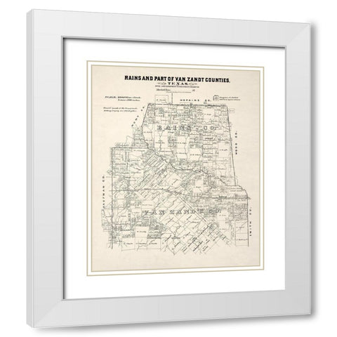 Rains County Texas - Gast 1870 White Modern Wood Framed Art Print with Double Matting by Gast