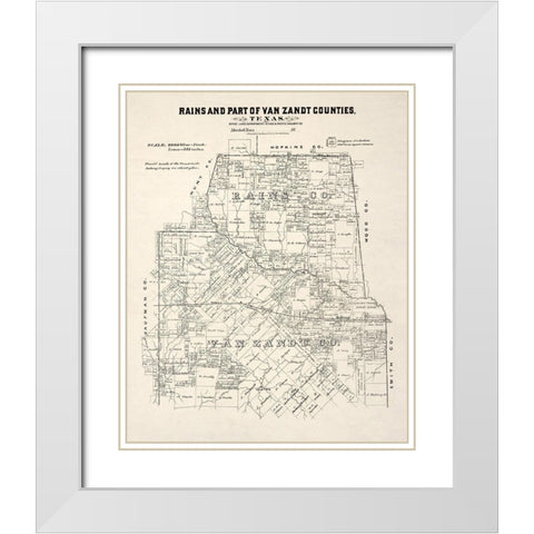 Rains County Texas - Gast 1870 White Modern Wood Framed Art Print with Double Matting by Gast