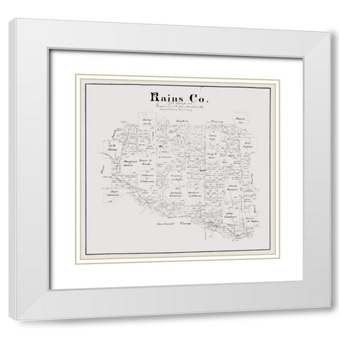 Rains County Texas - Maxcy 1888 White Modern Wood Framed Art Print with Double Matting by Maxcy