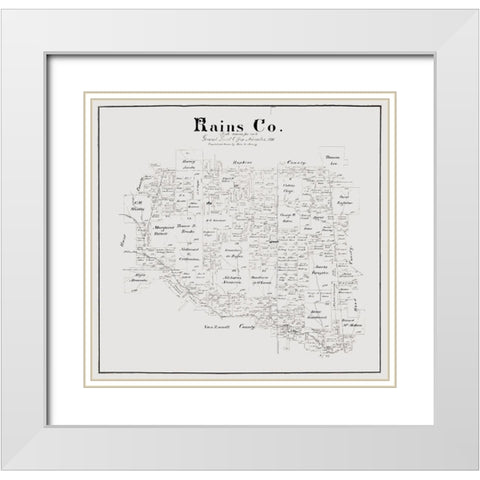 Rains County Texas - Maxcy 1888 White Modern Wood Framed Art Print with Double Matting by Maxcy