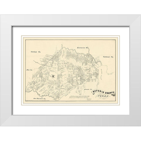 Refugio County Texas - Walsh 1879 White Modern Wood Framed Art Print with Double Matting by Walsh