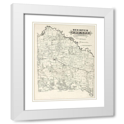 Red River County Texas -1870 White Modern Wood Framed Art Print with Double Matting by Unknown