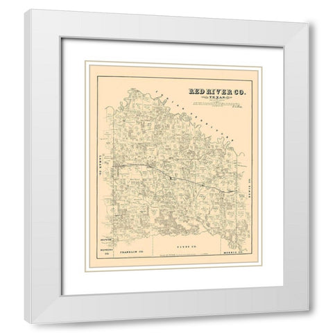 Red River County - Walsh 1879 White Modern Wood Framed Art Print with Double Matting by Walsh
