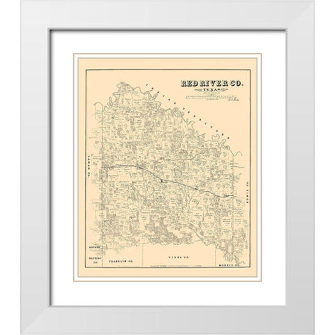 Red River County - Walsh 1879 White Modern Wood Framed Art Print with Double Matting by Walsh