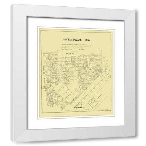 Rockwall Texas Landowner - Land Office 1880 White Modern Wood Framed Art Print with Double Matting by Land Office
