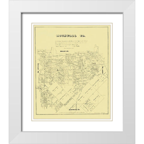 Rockwall Texas Landowner - Land Office 1880 White Modern Wood Framed Art Print with Double Matting by Land Office