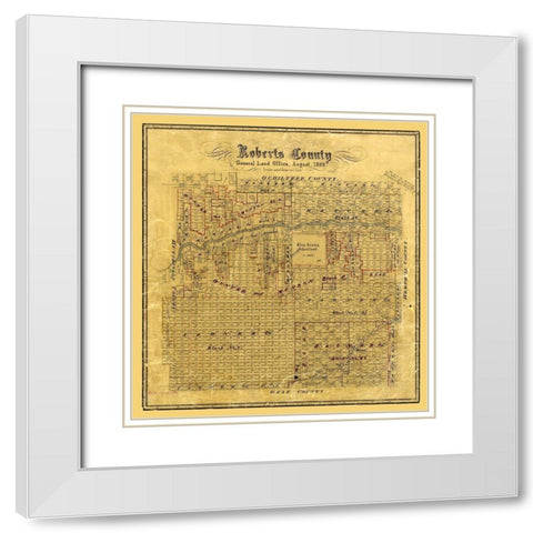 Roberts County Texas - Hausmann 1889 White Modern Wood Framed Art Print with Double Matting by Hausmann