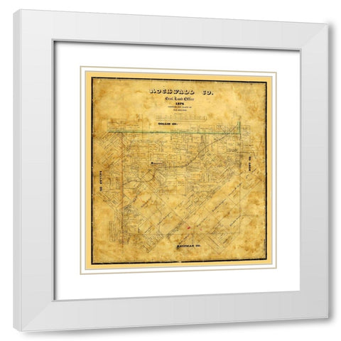 Rockwall County Texas - Arlitt 1874 White Modern Wood Framed Art Print with Double Matting by Arlitt