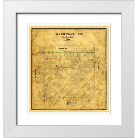Rockwall County Texas - Arlitt 1874 White Modern Wood Framed Art Print with Double Matting by Arlitt