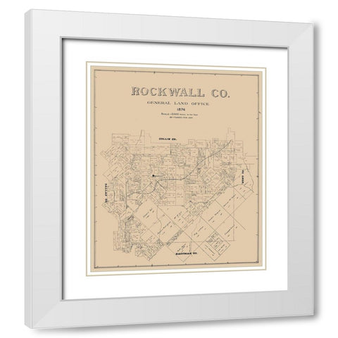 Rockwall County Texas -1874 White Modern Wood Framed Art Print with Double Matting by Unknown
