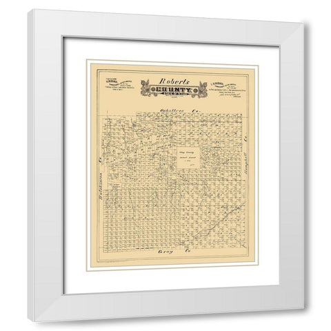 Roberts County Texas - Hall 1888 White Modern Wood Framed Art Print with Double Matting by Hall