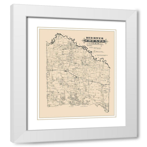 Red River County Texas -1870 White Modern Wood Framed Art Print with Double Matting by Unknown