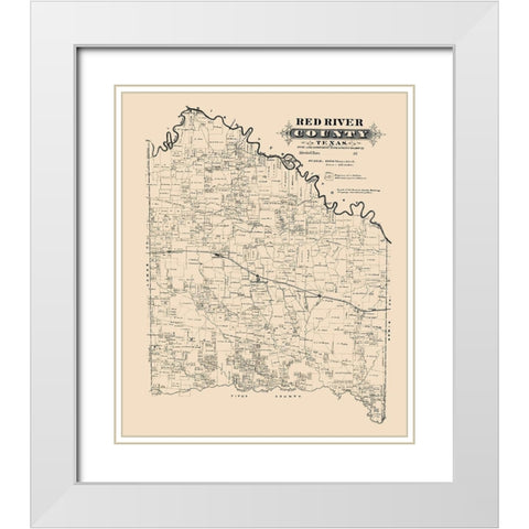 Red River County Texas -1870 White Modern Wood Framed Art Print with Double Matting by Unknown