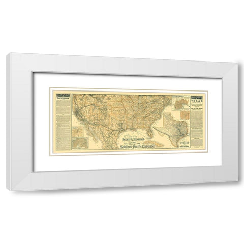 Railway Steamship Southern Pacific - Haus 1894 White Modern Wood Framed Art Print with Double Matting by Haus