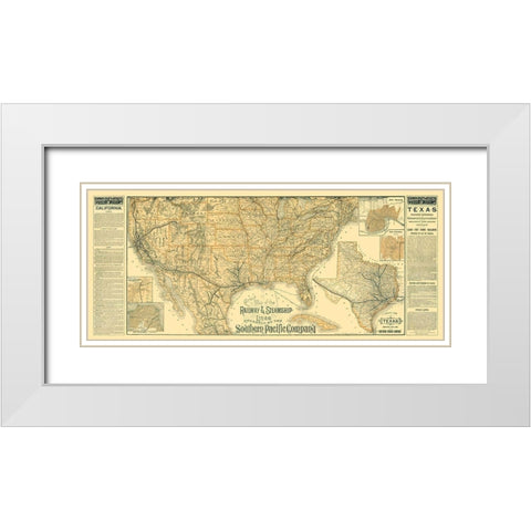 Railway Steamship Southern Pacific - Haus 1894 White Modern Wood Framed Art Print with Double Matting by Haus