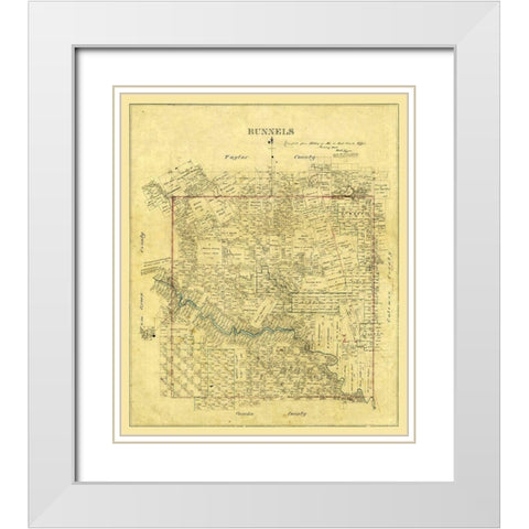 Runnels County Texas -1878 White Modern Wood Framed Art Print with Double Matting by Unknown