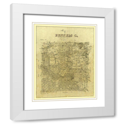 Runnels County Texas -1887 White Modern Wood Framed Art Print with Double Matting by Unknown