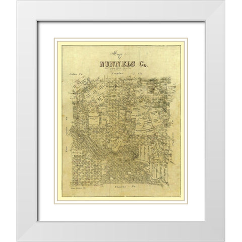 Runnels County Texas -1887 White Modern Wood Framed Art Print with Double Matting by Unknown