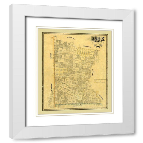 Rusk County Texas - Pressler 1861 White Modern Wood Framed Art Print with Double Matting by Pressler