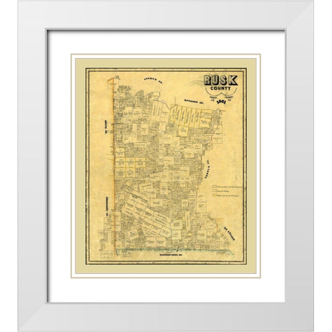 Rusk County Texas - Pressler 1861 White Modern Wood Framed Art Print with Double Matting by Pressler