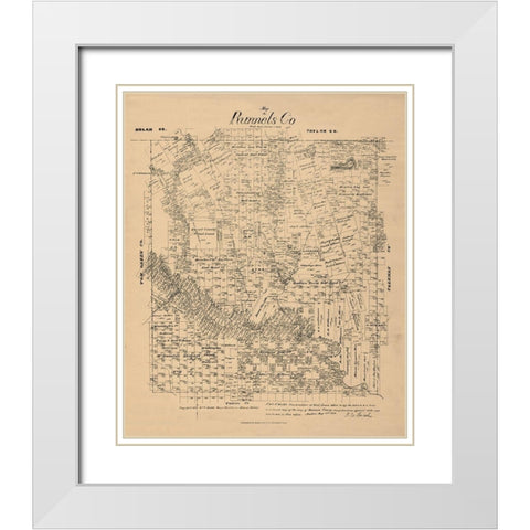Runnels County Texas - Walsh 1879 White Modern Wood Framed Art Print with Double Matting by Walsh