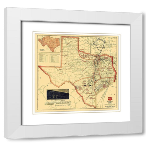 Missouri, Kansas and Texas Railroad - Parker 1907 White Modern Wood Framed Art Print with Double Matting by Parker